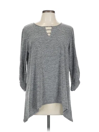 Pre-owned Fortune + Ivy 3/4 Sleeve Top Gray Keyhole Neckline Tops