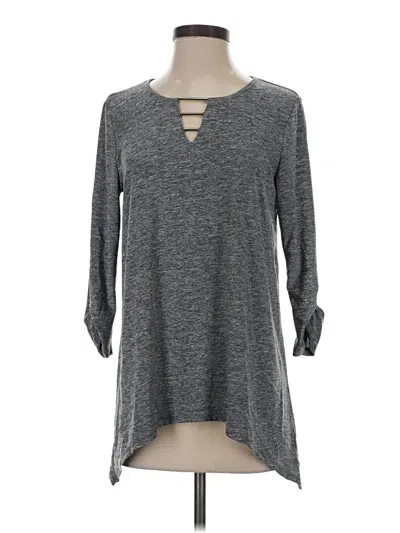 Pre-owned Fortune + Ivy 3/4 Sleeve Top Gray Keyhole Neckline Tops