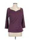 Fortune + Ivy 3/4 Sleeve Top Purple Sweetheart Neckline Tops In Purple