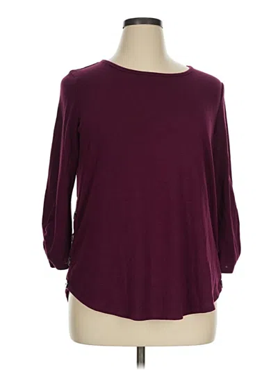 Pre-owned Fortune + Ivy 3/4 Sleeve T-shirt In Burgundy