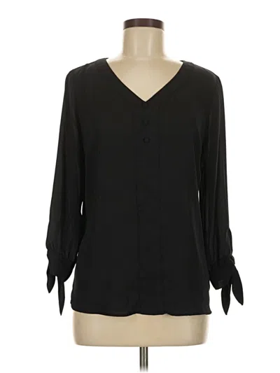 Pre-owned Fortune + Ivy Long Sleeve Blouse In Black