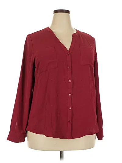 Pre-owned Fortune + Ivy Long Sleeve Blouse In Burgundy
