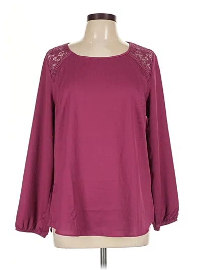 Pre-owned Fortune + Ivy Long Sleeve Blouse In Burgundy