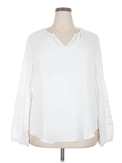 Pre-owned Fortune + Ivy Long Sleeve Blouse In White