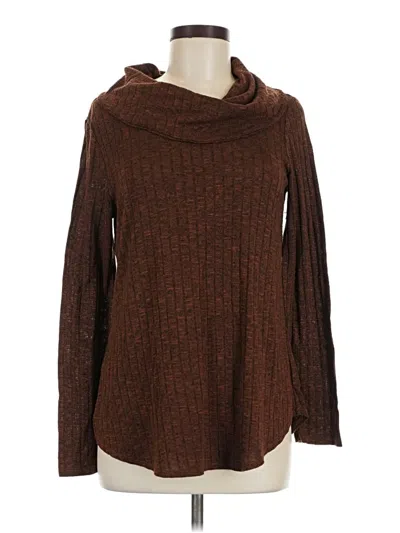 Pre-owned Fortune + Ivy Long Sleeve Top Brown Cowl Neck Tops