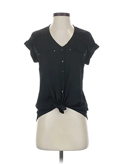 Pre-owned Fortune + Ivy Short Sleeve Blouse In Black