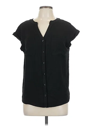 Pre-owned Fortune + Ivy Short Sleeve Blouse In Black
