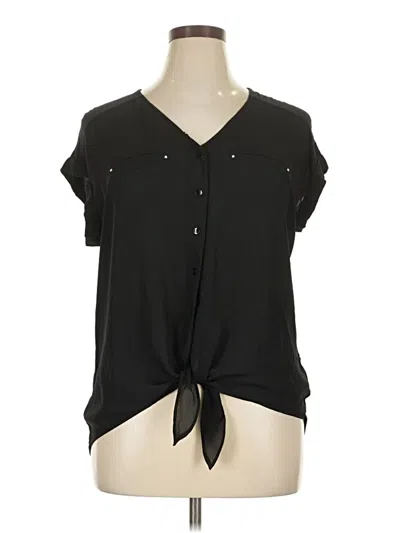 Pre-owned Fortune + Ivy Short Sleeve Blouse In Black