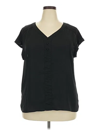 Pre-owned Fortune + Ivy Short Sleeve Blouse In Black