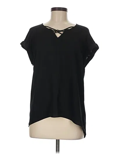 Pre-owned Fortune + Ivy Short Sleeve Blouse In Black