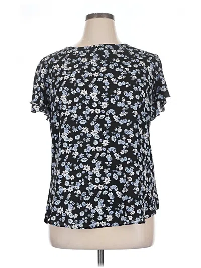 Pre-owned Fortune + Ivy Short Sleeve Blouse In Black