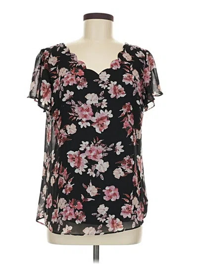 Pre-owned Fortune + Ivy Short Sleeve Blouse In Black