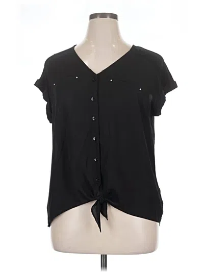 Pre-owned Fortune + Ivy Short Sleeve Blouse In Black