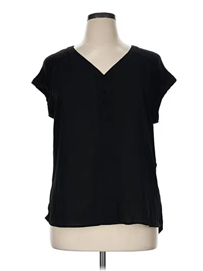 Pre-owned Fortune + Ivy Short Sleeve Blouse In Black