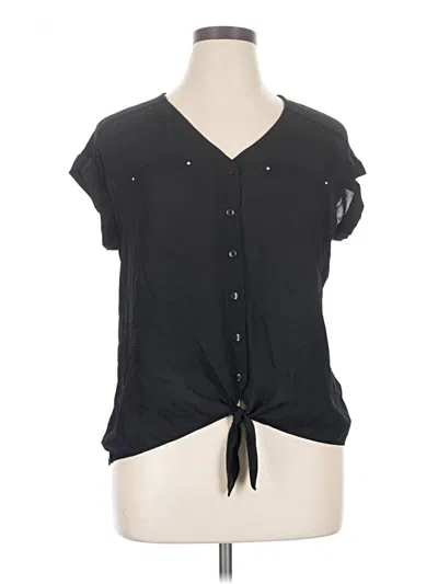 Pre-owned Fortune + Ivy Short Sleeve Blouse In Black