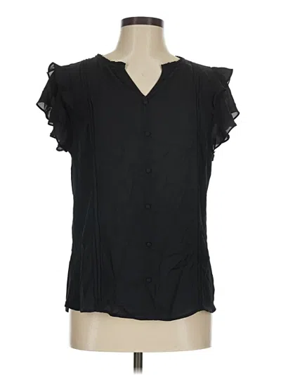Pre-owned Fortune + Ivy Short Sleeve Blouse In Black