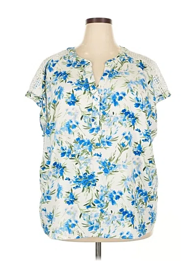 Pre-owned Fortune + Ivy Short Sleeve Blouse In Blue