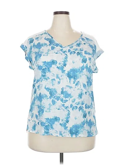 Pre-owned Fortune + Ivy Short Sleeve Blouse In Blue
