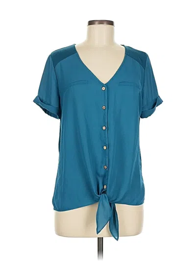 Pre-owned Fortune + Ivy Short Sleeve Blouse In Blue