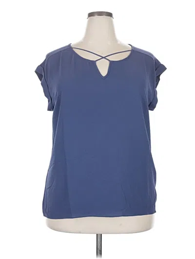 Pre-owned Fortune + Ivy Short Sleeve Blouse In Blue