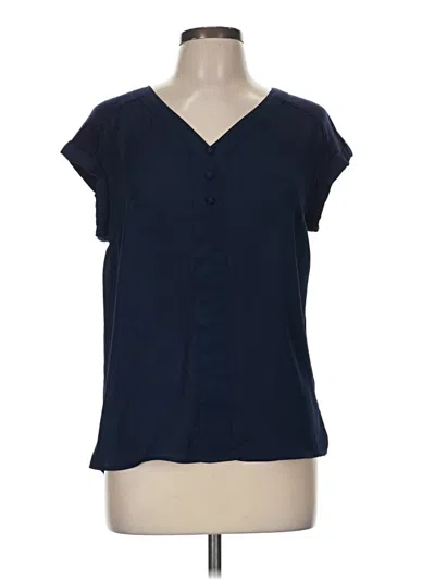 Pre-owned Fortune + Ivy Short Sleeve Blouse In Blue