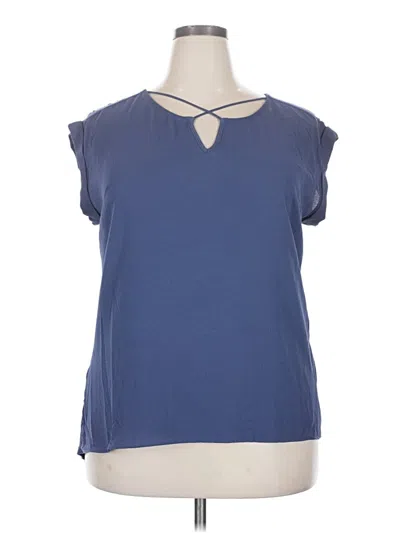 Pre-owned Fortune + Ivy Short Sleeve Blouse In Blue