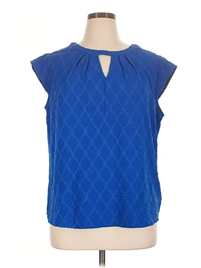 Pre-owned Fortune + Ivy Short Sleeve Blouse In Blue