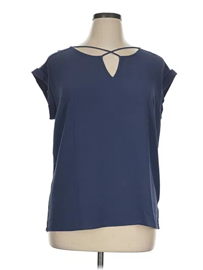 Pre-owned Fortune + Ivy Short Sleeve Blouse In Blue
