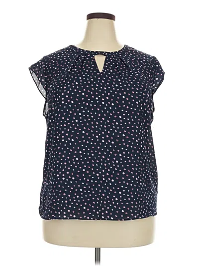 Pre-owned Fortune + Ivy Short Sleeve Blouse In Blue