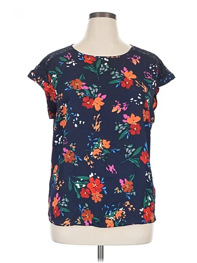 Pre-owned Fortune + Ivy Short Sleeve Blouse In Blue