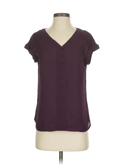 Pre-owned Fortune + Ivy Short Sleeve Blouse In Burgundy