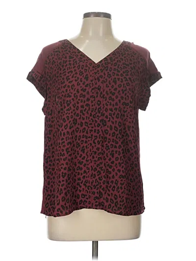 Pre-owned Fortune + Ivy Short Sleeve Blouse In Burgundy