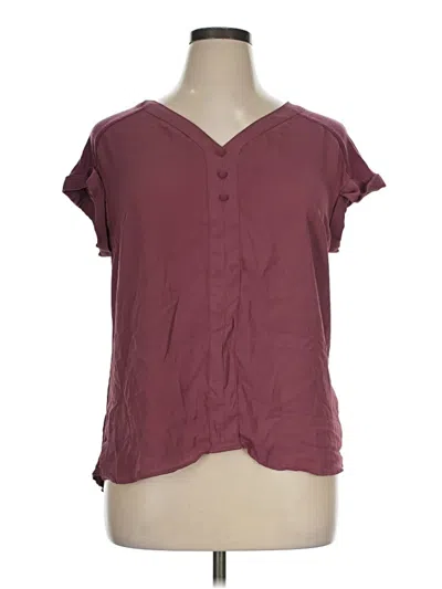 Pre-owned Fortune + Ivy Short Sleeve Blouse In Burgundy