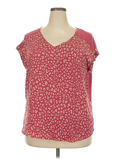 Pre-owned Fortune + Ivy Short Sleeve Blouse In Burgundy