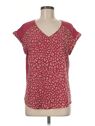 Pre-owned Fortune + Ivy Short Sleeve Blouse In Burgundy