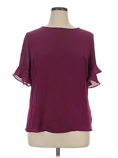 Pre-owned Fortune + Ivy Short Sleeve Blouse In Burgundy