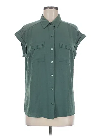 Pre-owned Fortune + Ivy Short Sleeve Blouse In Green