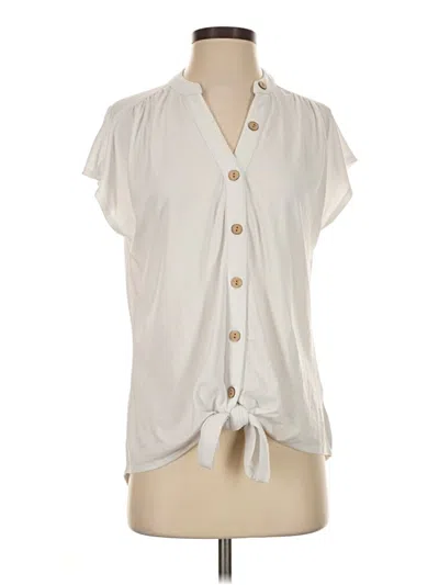 Pre-owned Fortune + Ivy Short Sleeve Blouse In Ivory