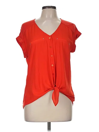 Pre-owned Fortune + Ivy Short Sleeve Blouse In Orange