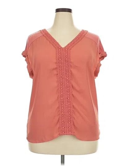 Pre-owned Fortune + Ivy Short Sleeve Blouse In Pink