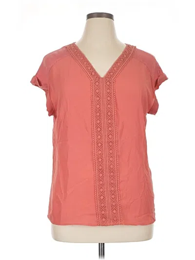 Pre-owned Fortune + Ivy Short Sleeve Blouse In Pink