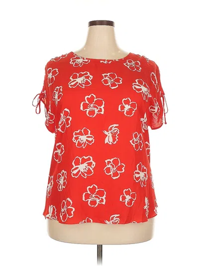 Pre-owned Fortune + Ivy Short Sleeve Blouse In Red