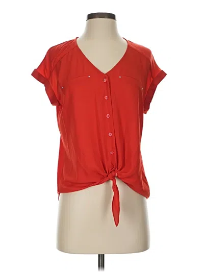 Pre-owned Fortune + Ivy Short Sleeve Blouse In Red