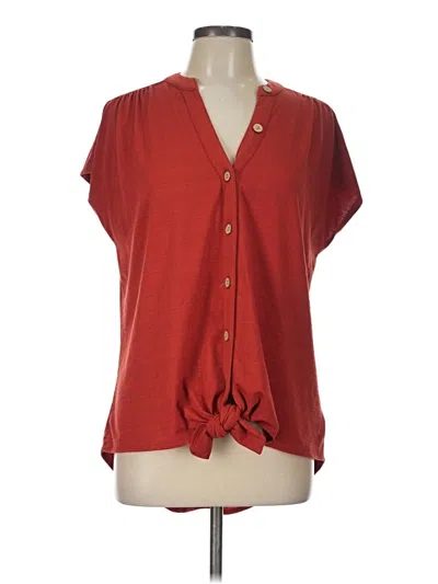 Pre-owned Fortune + Ivy Short Sleeve Blouse In Red