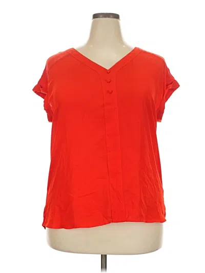 Pre-owned Fortune + Ivy Short Sleeve Blouse In Red