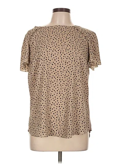Pre-owned Fortune + Ivy Short Sleeve Blouse In Tan