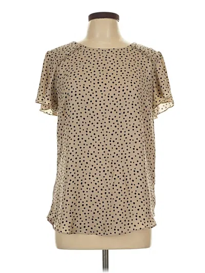 Pre-owned Fortune + Ivy Short Sleeve Blouse In Tan
