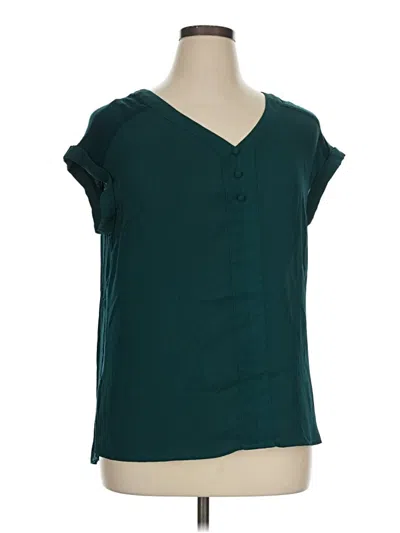 Pre-owned Fortune + Ivy Short Sleeve Blouse In Teal