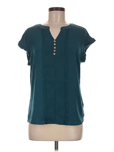 Pre-owned Fortune + Ivy Short Sleeve Blouse In Teal