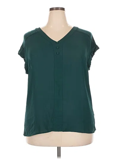 Pre-owned Fortune + Ivy Short Sleeve Blouse In Teal